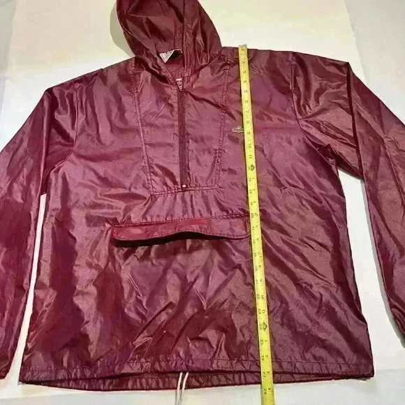 Vintage 70s IZOD Lacoste Lightweight Maroon Rain Jacket Hoodie Mens Size Large - Picture 5 of 9